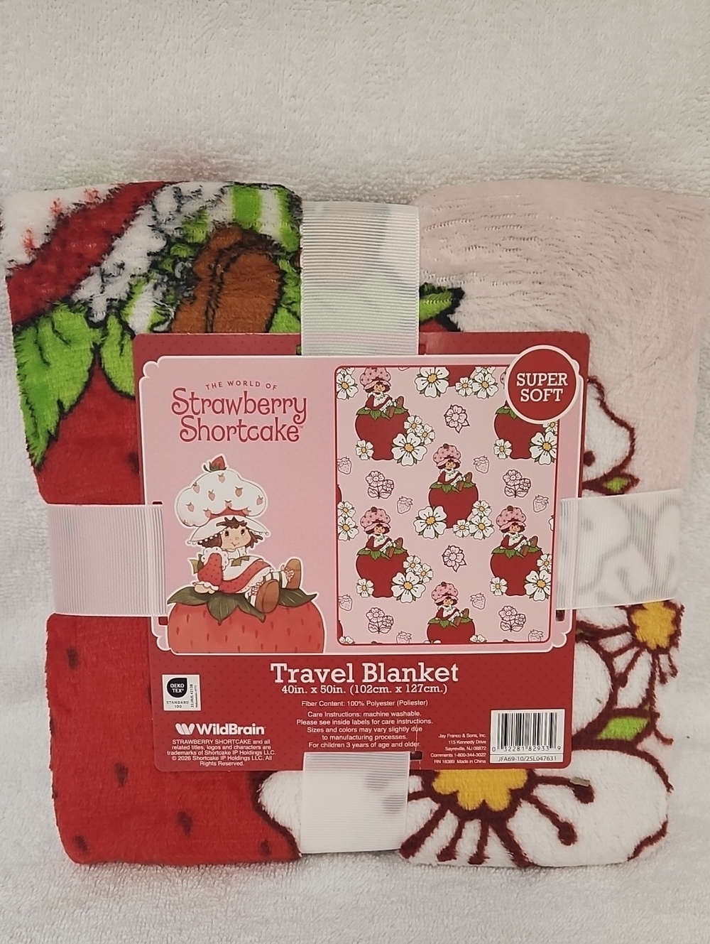 Strawberry Shortcake Pink & Red Travel Blanket by